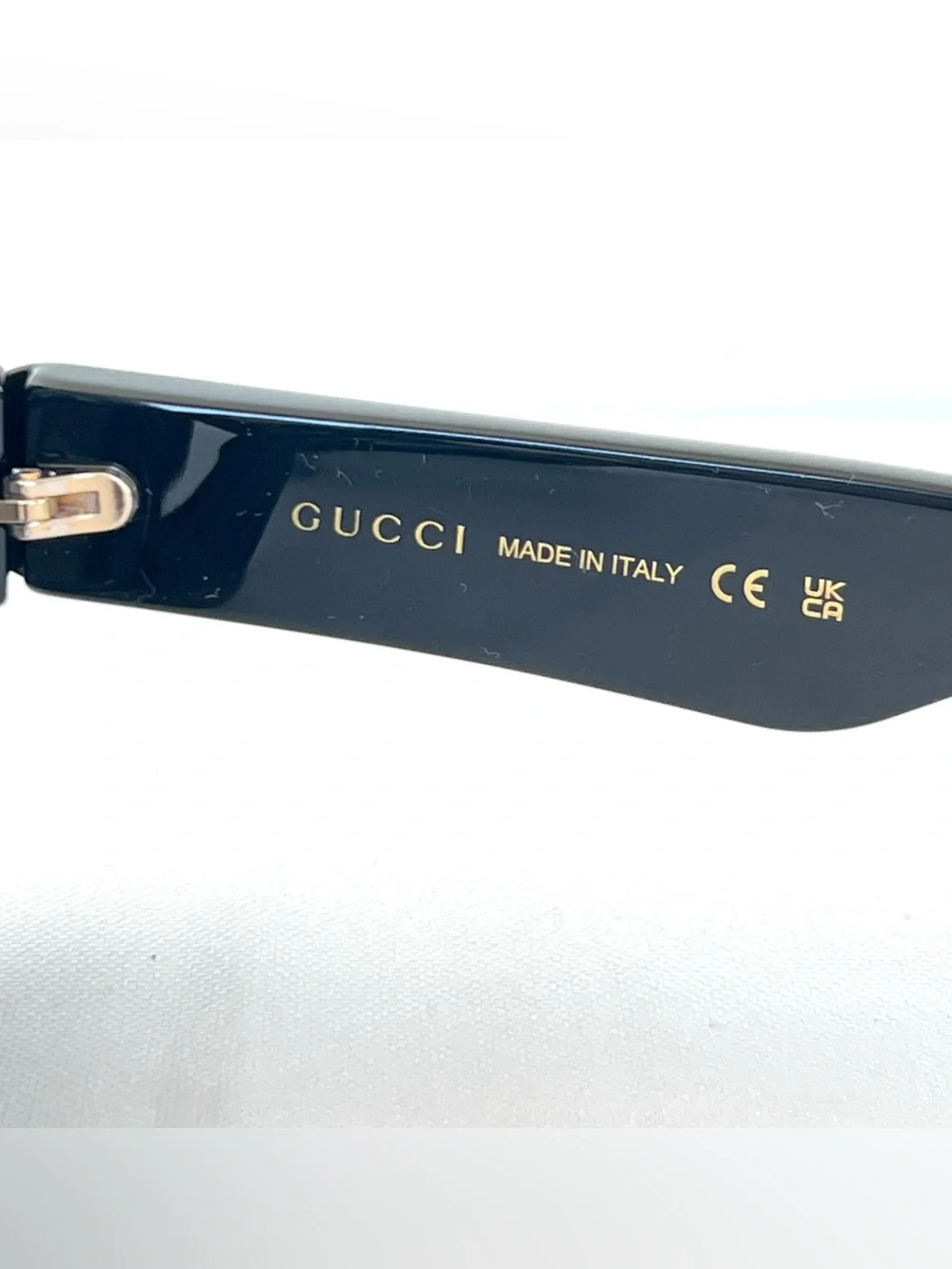 GUCCI Italy NEW GG1242S Geometric Black Lens Black Frame Gold Logo Sunglasses
